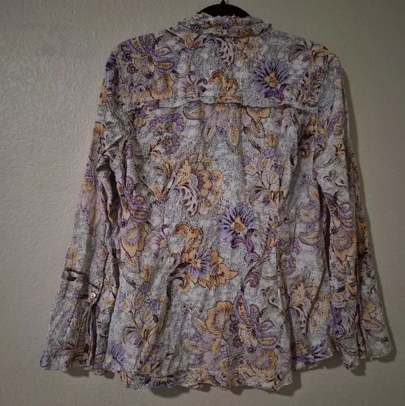 Cino Cotton Floral Blouse With Ruffled Collar And Neck Tie - Picture 7 of 7